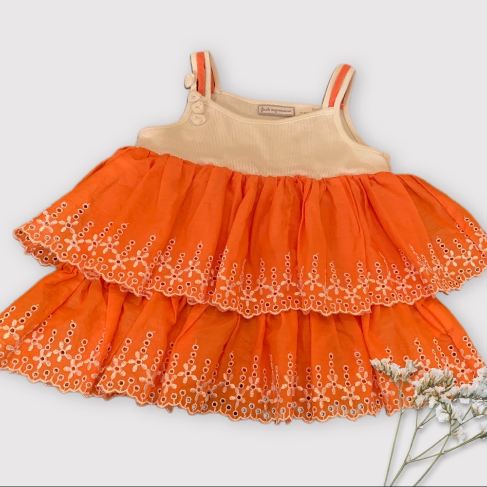 First Impressions 18 Month Orange and White Dress
